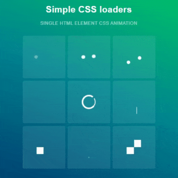 9 different types of simple and easy to use pure css loaders.gif